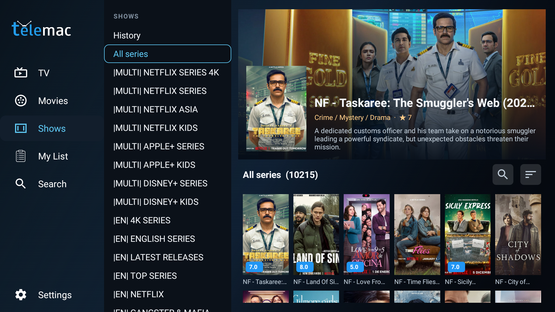 Telemac Player shows screen